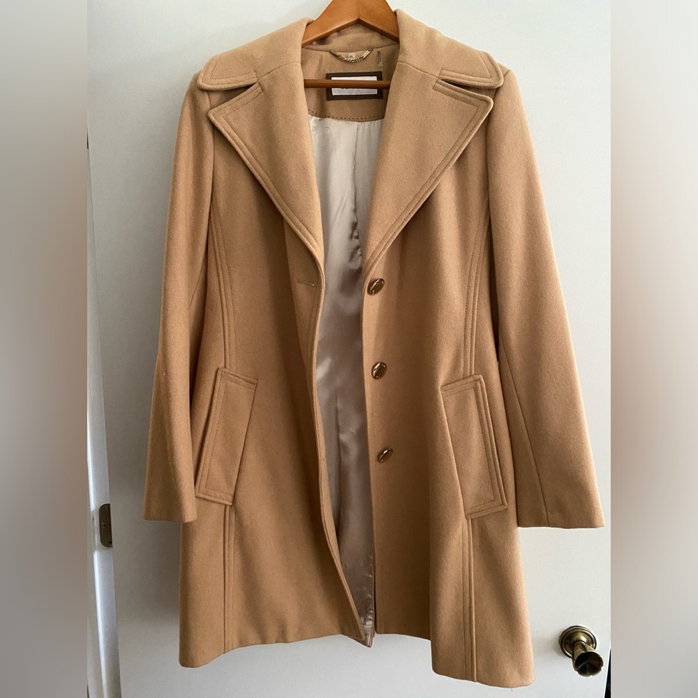Calvin Klein Camel Wool-Blend Coat | XL